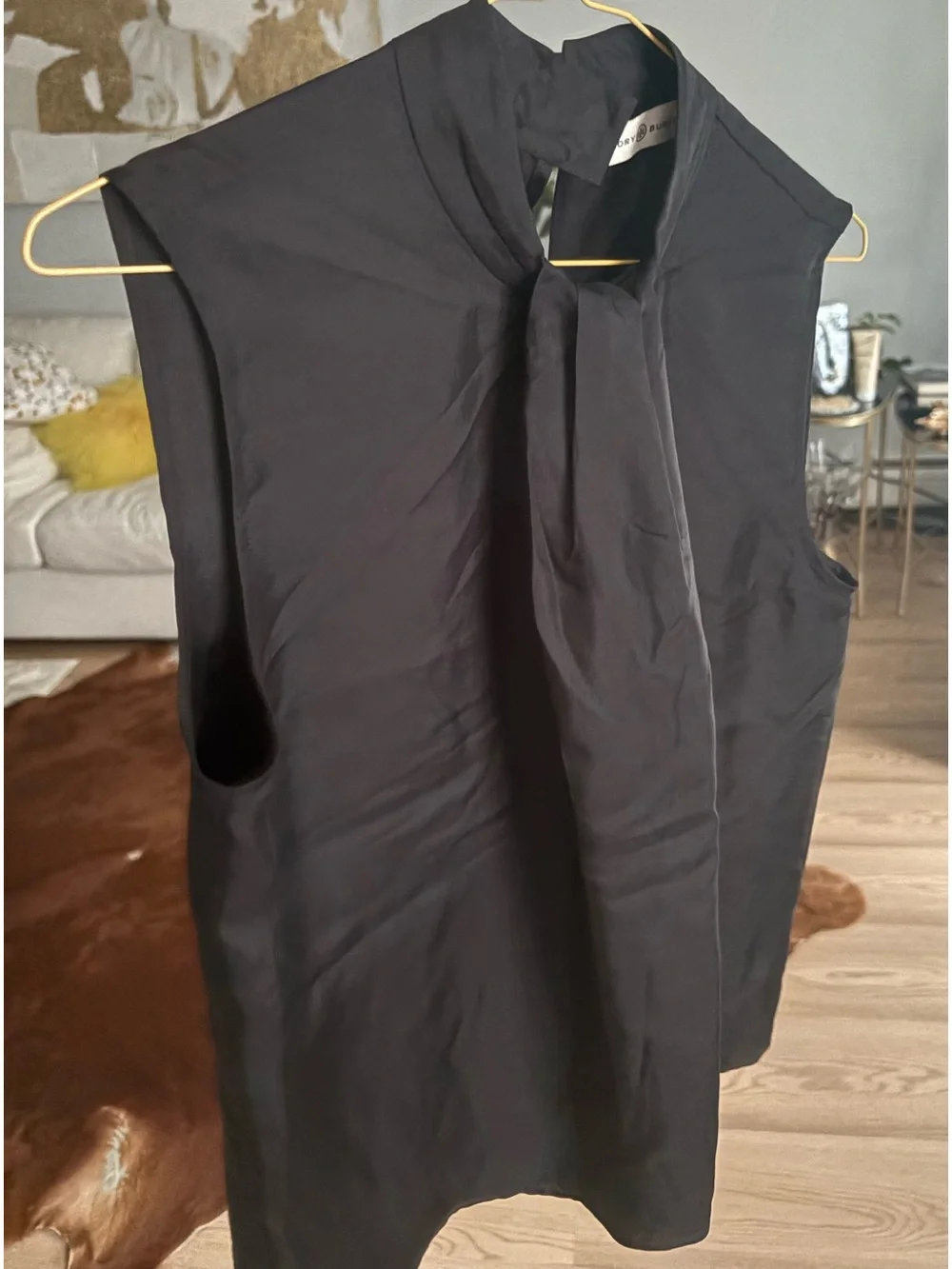 Tory Burch Black Sleeveless Tie-Neck Camisole